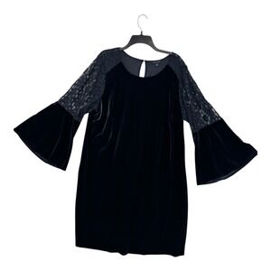 Tommy Hilfiger Velvet Dress Lace Bell Sleeve Party Cocktail Blue 20W
